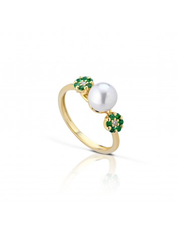 ANELLO PEARL DORATO SMERALDO
